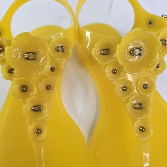 Coach Women's 6B Tea Rose Sandal Flowers Jelly Thong Slingback Yellow - Picture 12 of 12